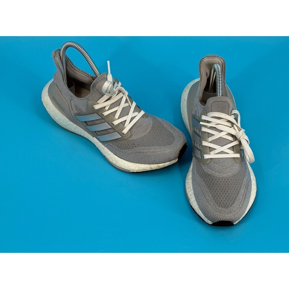 Adidas Ultraboost 21 Womens 6.5 Grey White Running Shoes FY0404 Continental